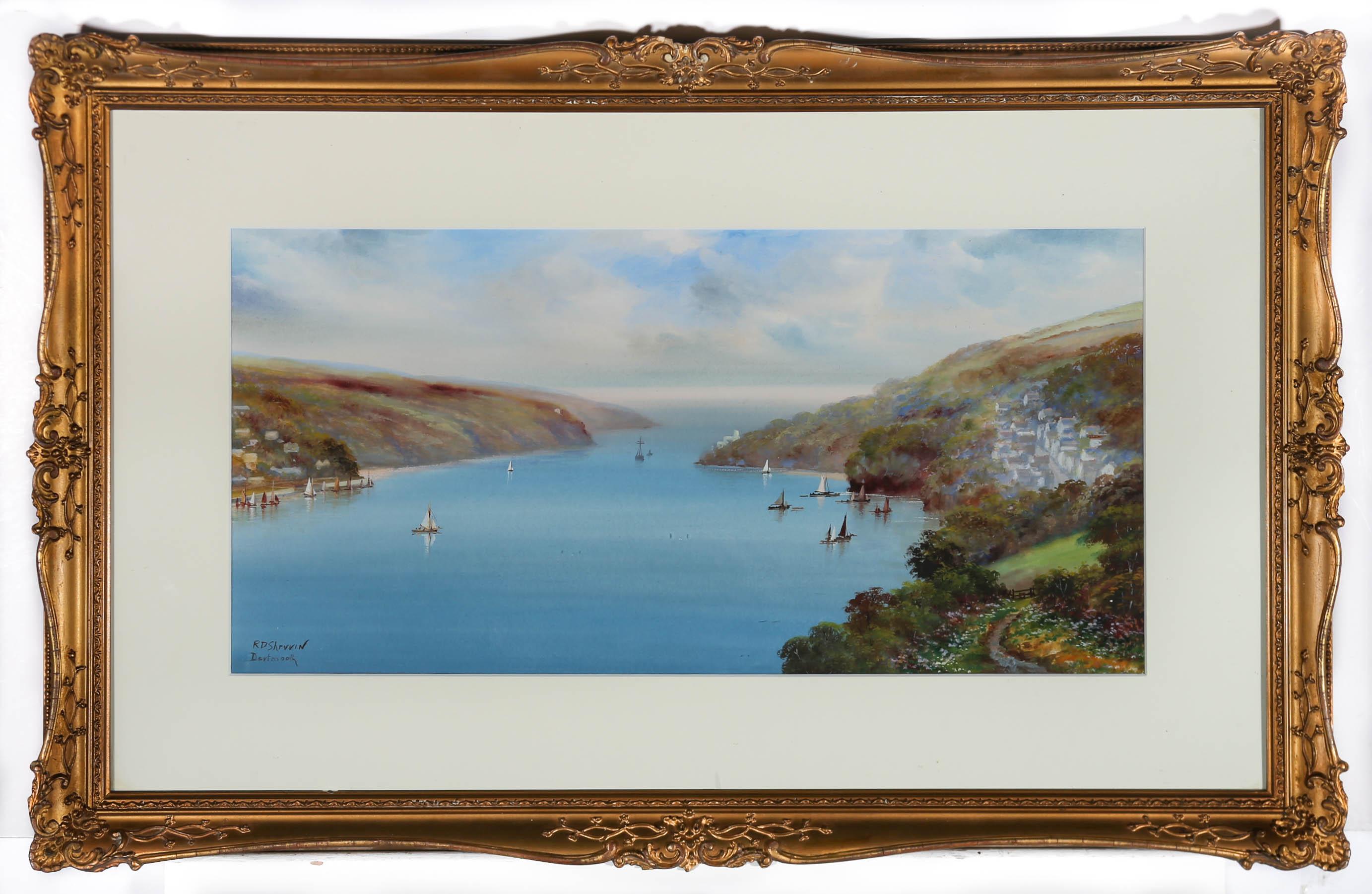 Reginald Daniel Sherrin (1891-1971) - Gouache enmarcado, Vistas de Dartmouth en venta 2