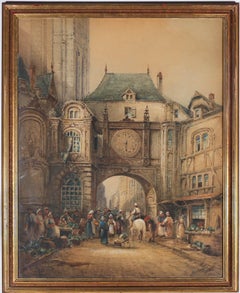 Frederick William Booty (1840-1924) - Framed Watercolour, Gros-Horloge Market