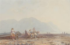 James Whaite (fl.1876-1896) - Framed Watercolour, Cockle Pickers at Penmaenmawr