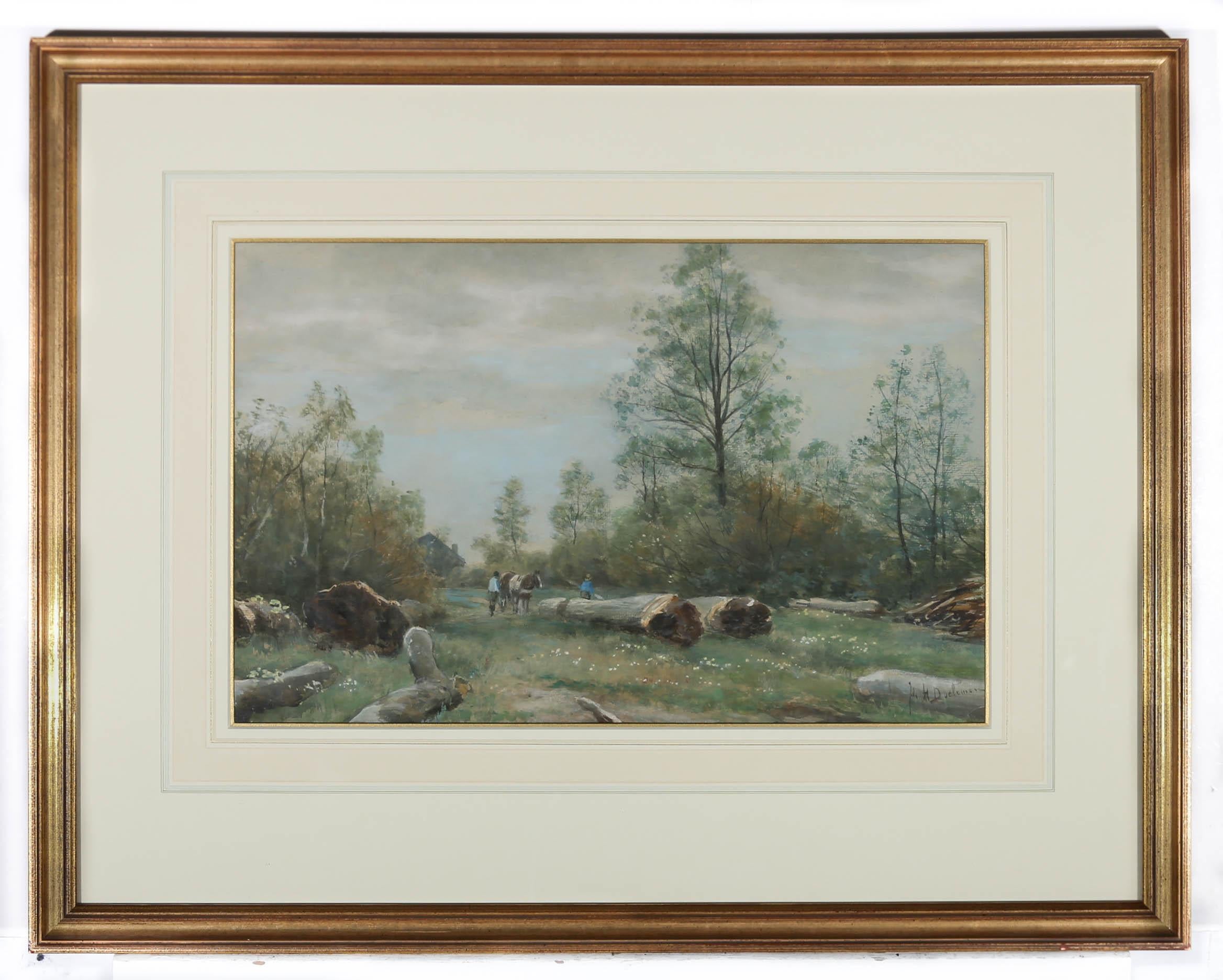 Johan Hendrik Doeleman (1848-1913) - Framed Dutch School Watercolour, Timber For Sale 2