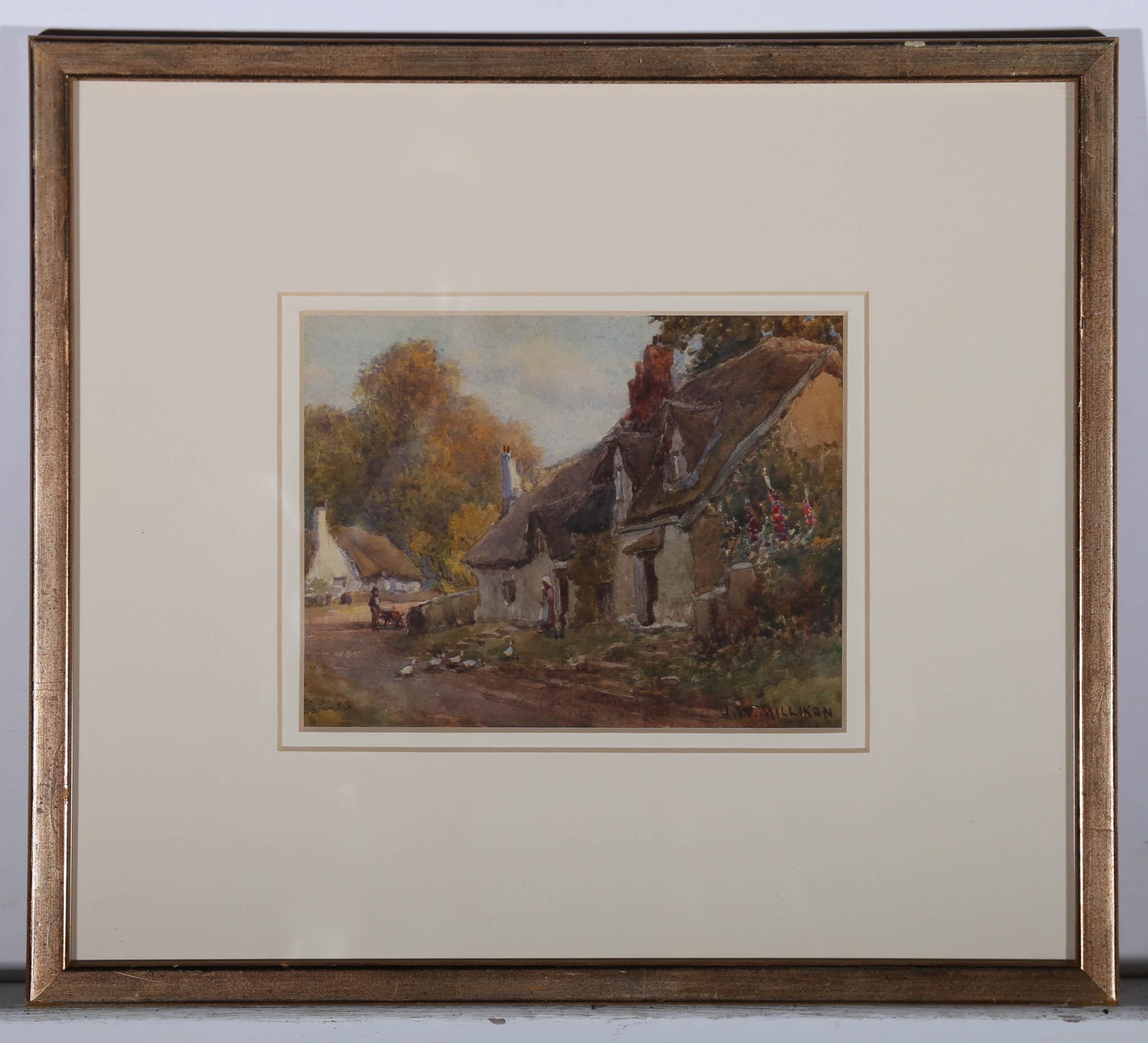 Joseph William Milleken (1865-1945) - Framed Watercolour, A Gloucestershire Lane 2