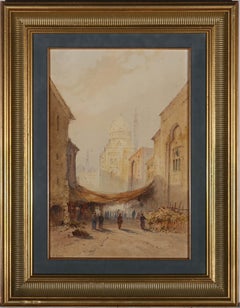 Frank Catano (fl.1880-1920) - Framed Watercolour, Cairo City Market