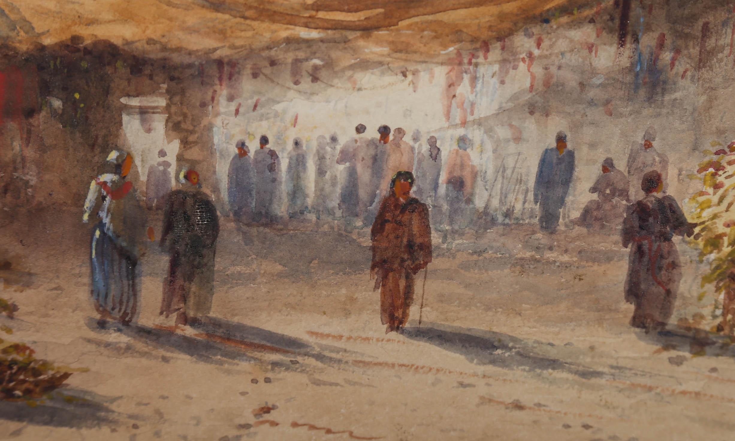 Frank Catano (fl.1880-1920) - Framed Watercolour, Cairo City Market 3