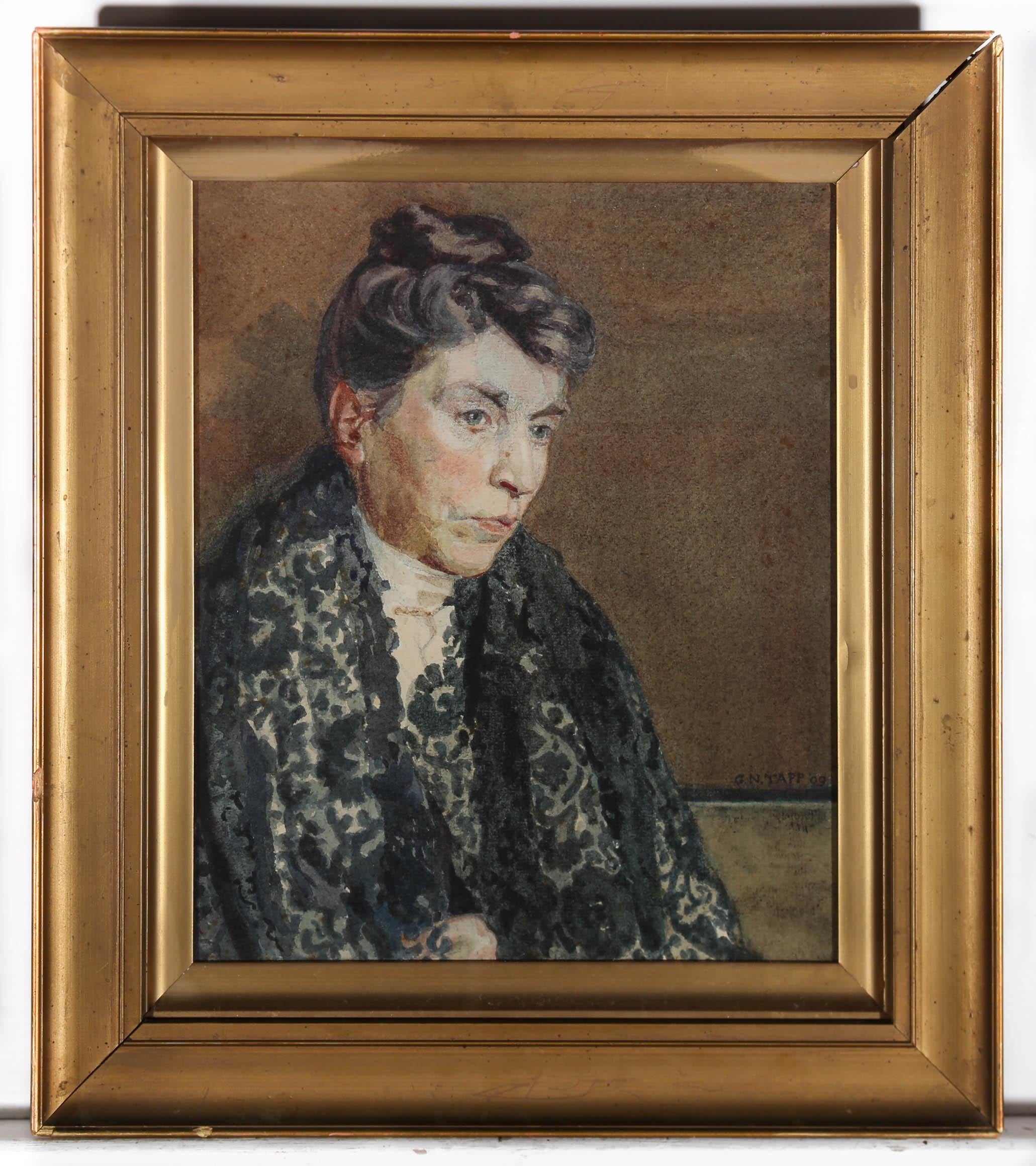 G. Norman Tapp - 1909 Watercolour, The Artist's Mother For Sale 1