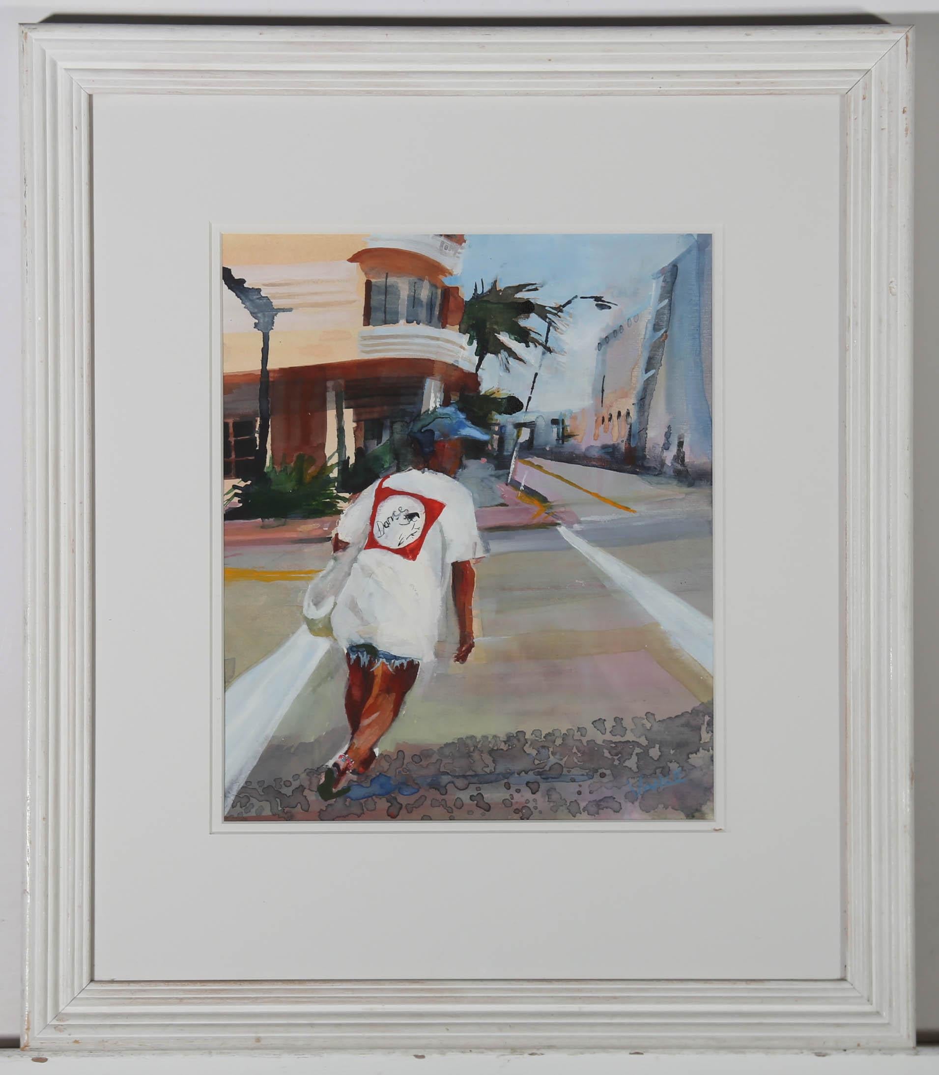 Maggie Vance  - 20th Century Watercolour, Senior Citizen - Miami Style For Sale 2