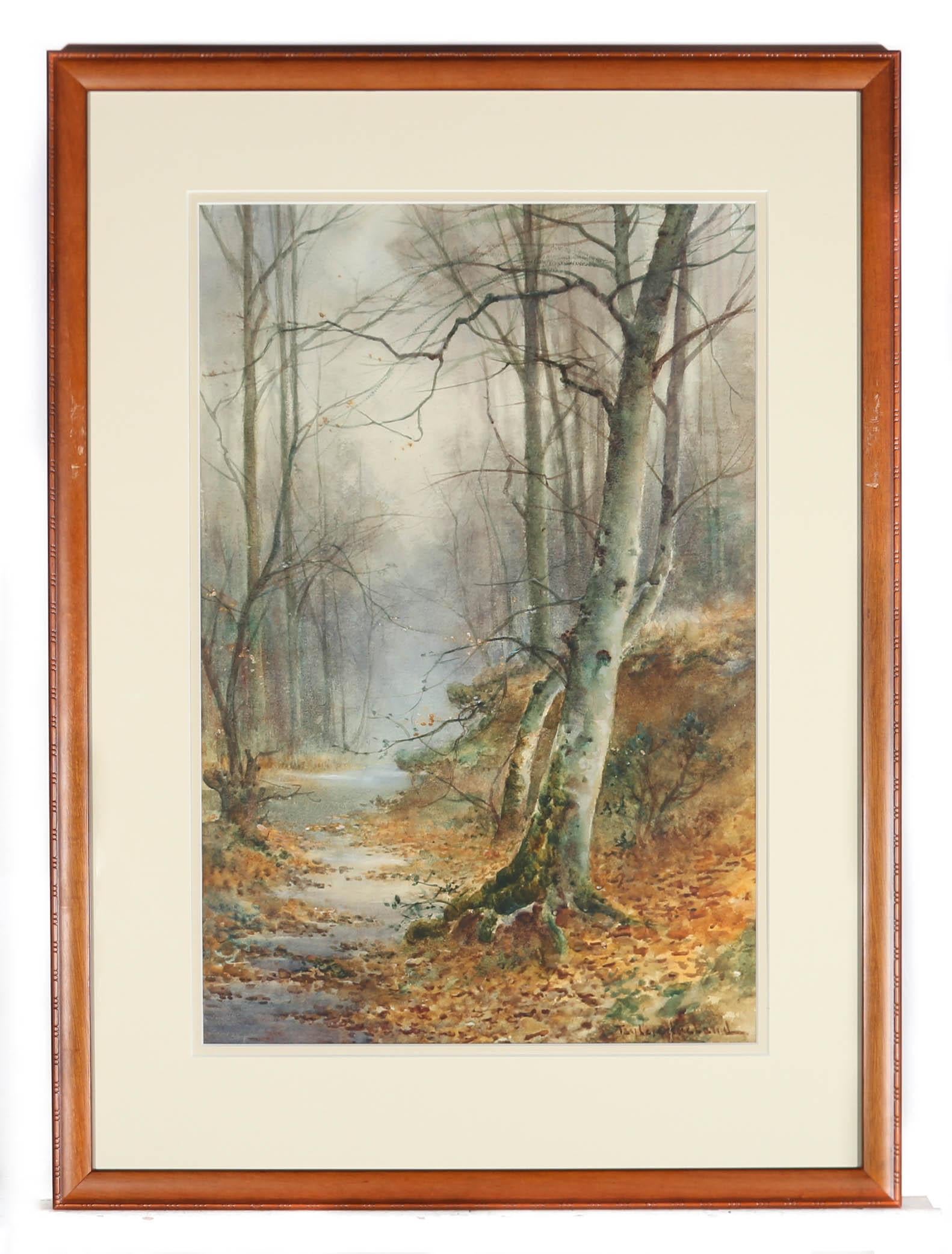 Thomas Ireland (fl.1880-1927) - Framed Watercolour, Silver Birch & Stream For Sale 2