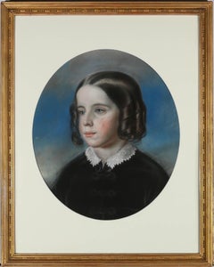 Antique Framed 19th Century Pastel - Victorian Child