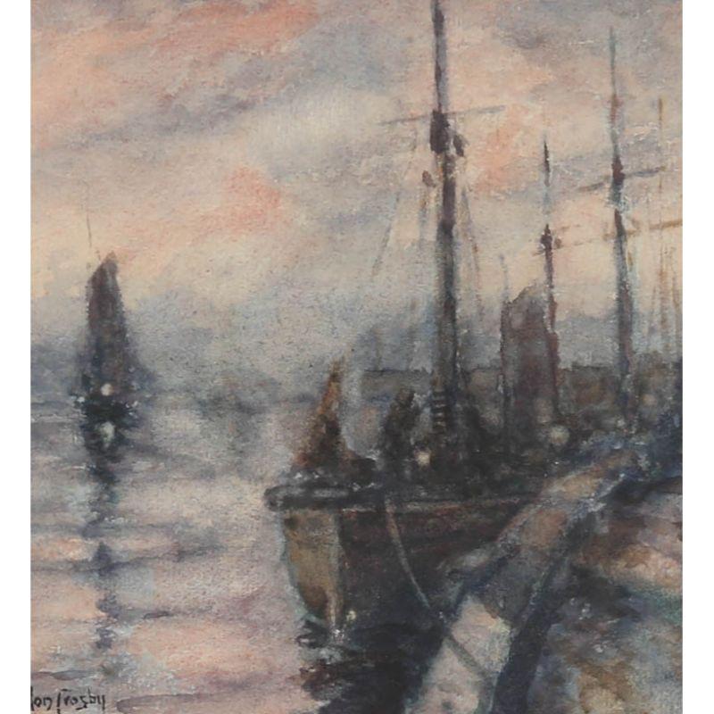 Gordon Crosby - Early 20th Century Watercolour, Moored on the Quay 1