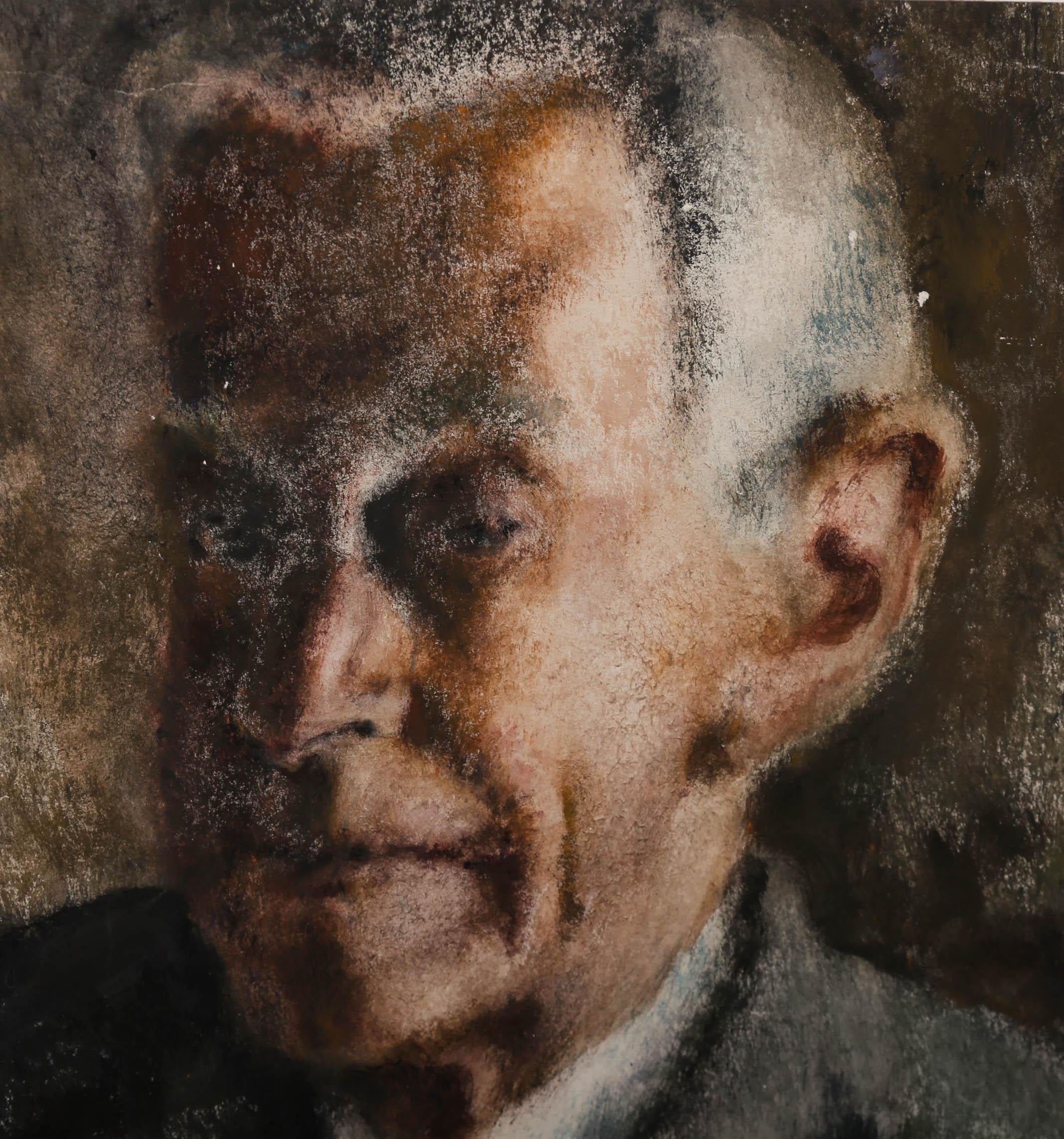 Attrib. Eve Disher (1894-1991) - Gouache, Portrait of a Gentleman For Sale 2