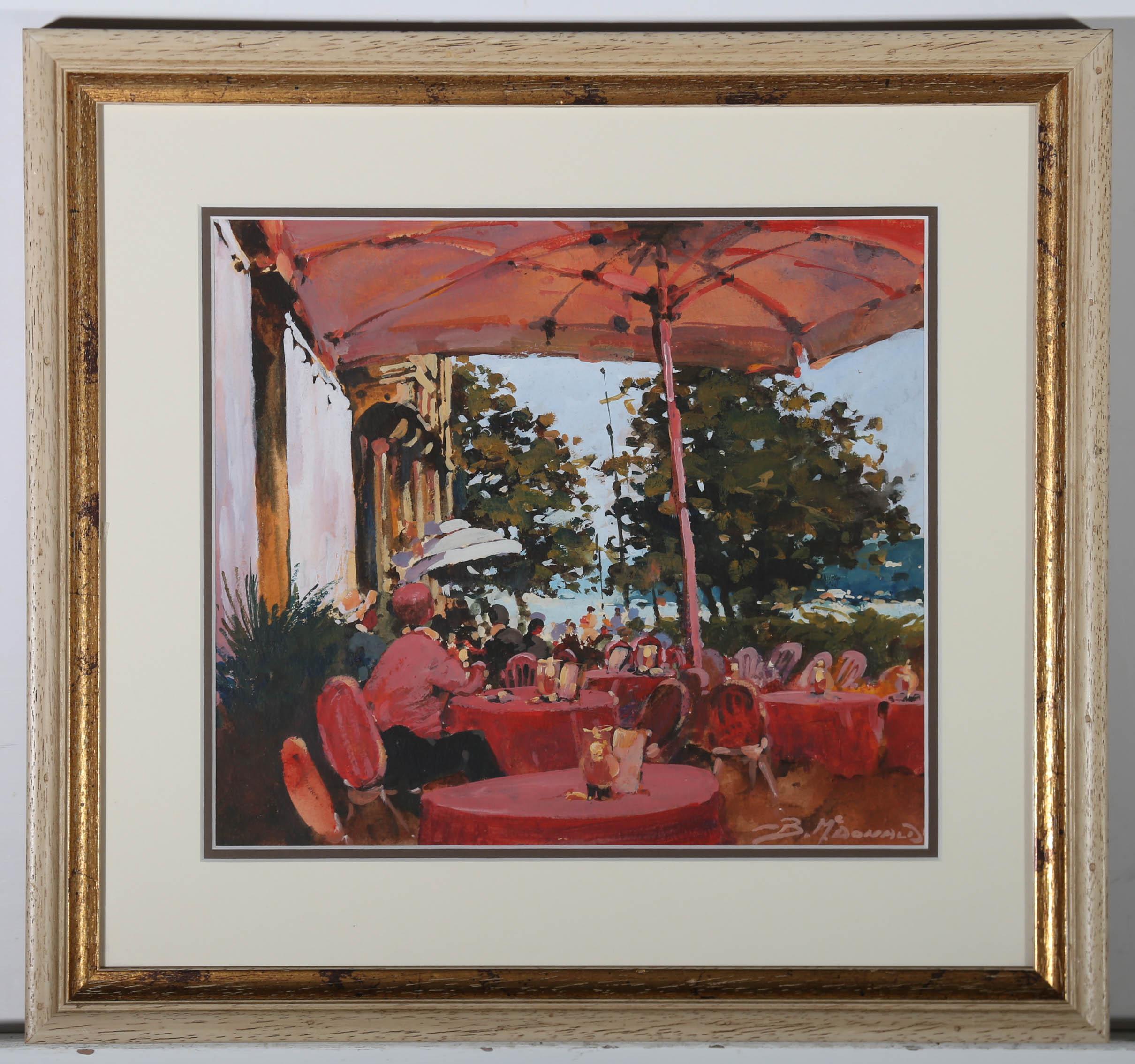 Bernard McDonald (b.1944) - Framed Gouache, Italian Cafe 1
