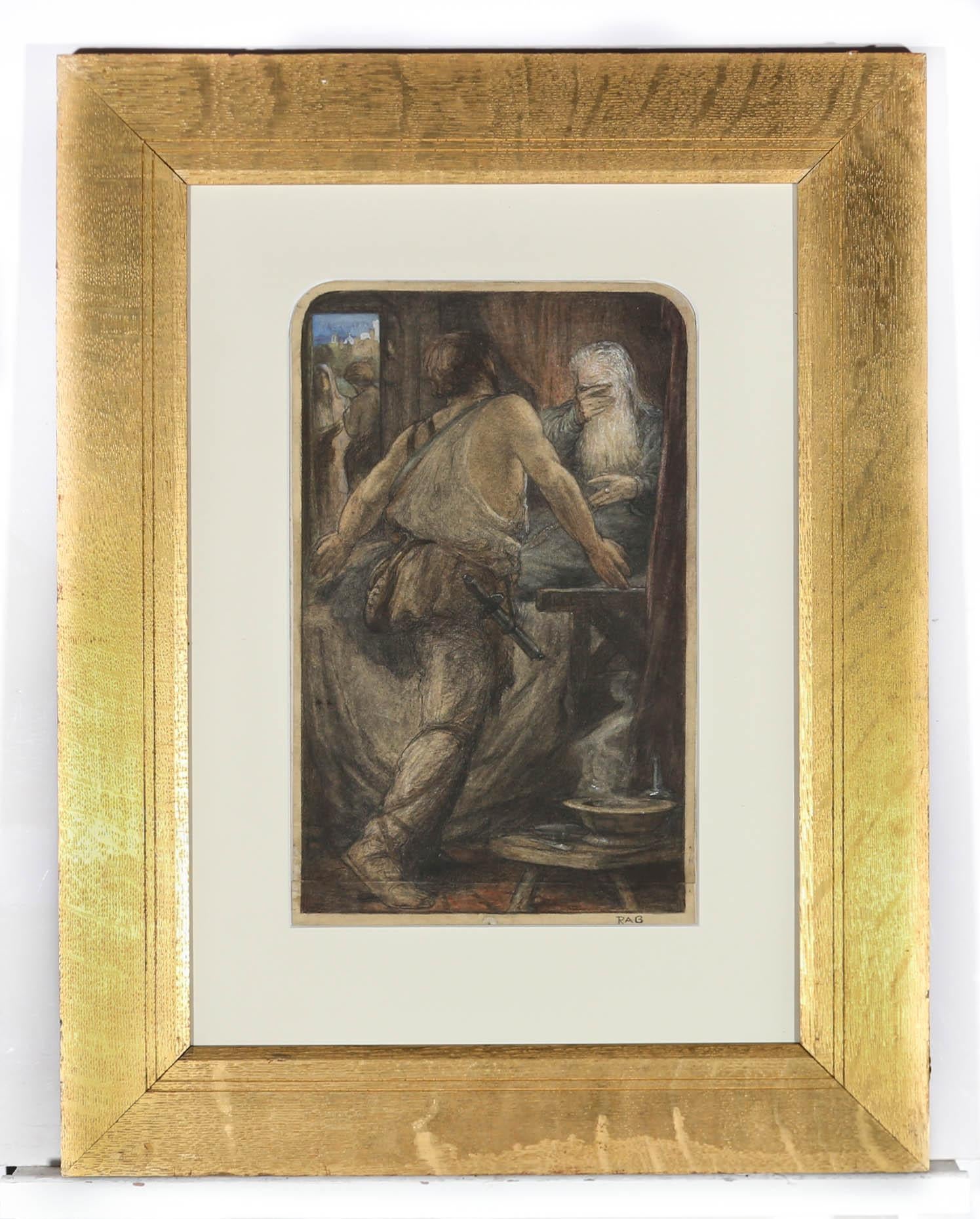 Robert Anning Bell (1863-1933) – Aquarell des frühen 20. Jahrhunderts, Die Konfrontation im Angebot 2