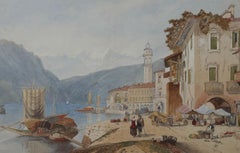 T. W. - Framed 1878 Watercolour, Lake Como in Summer
