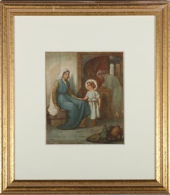 Antique John Lawson (b.1838) - Late 19th Century Watercolour, The Holy Family