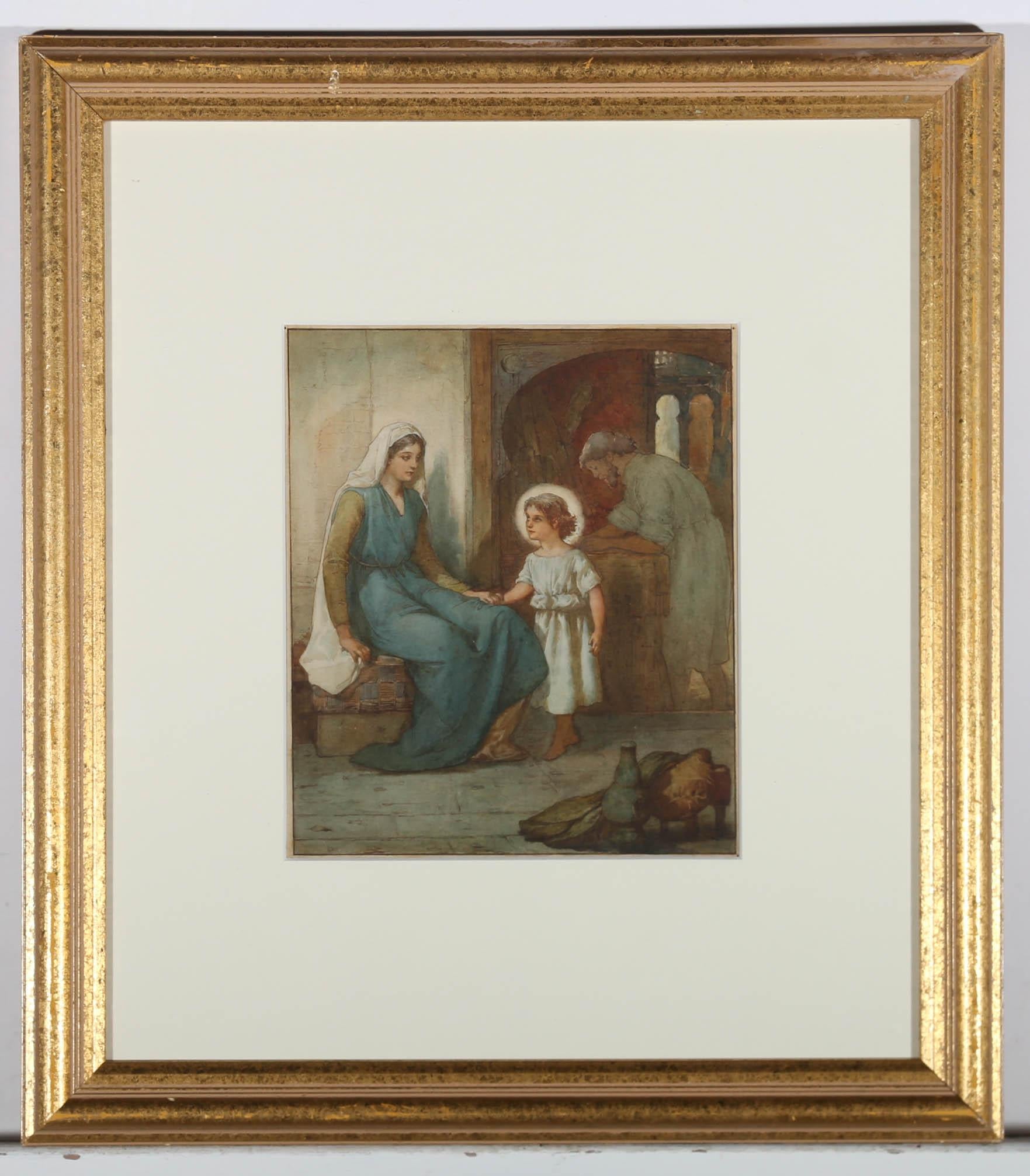 John Lawson (b.1838) - Late 19th Century Watercolour, The Holy Family 1