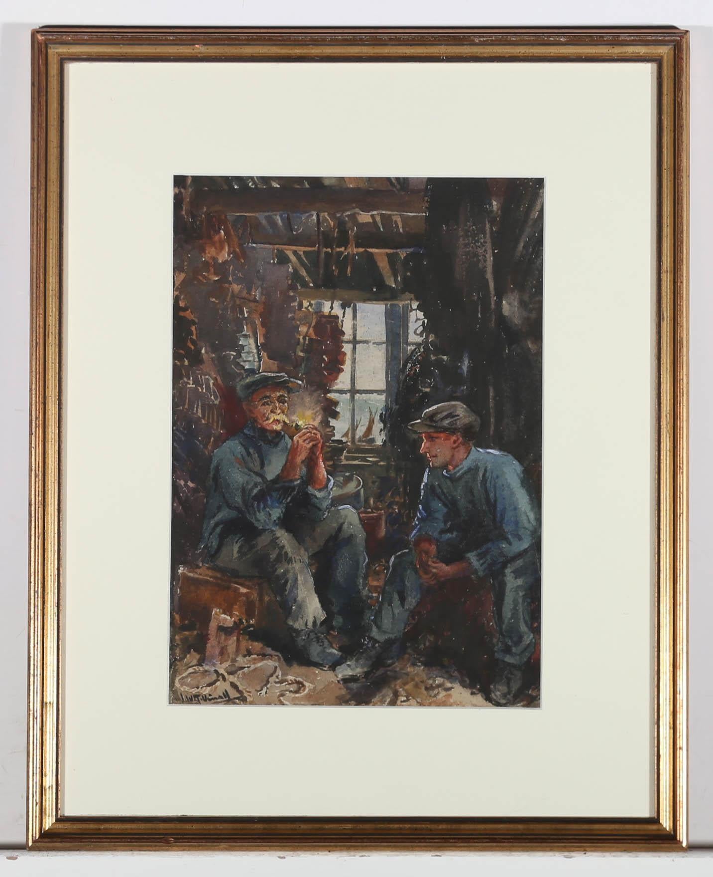 Joseph W. Topham Vinall (1873-1953) ARCA, FRSA - Watercolour, After The Catch For Sale 2