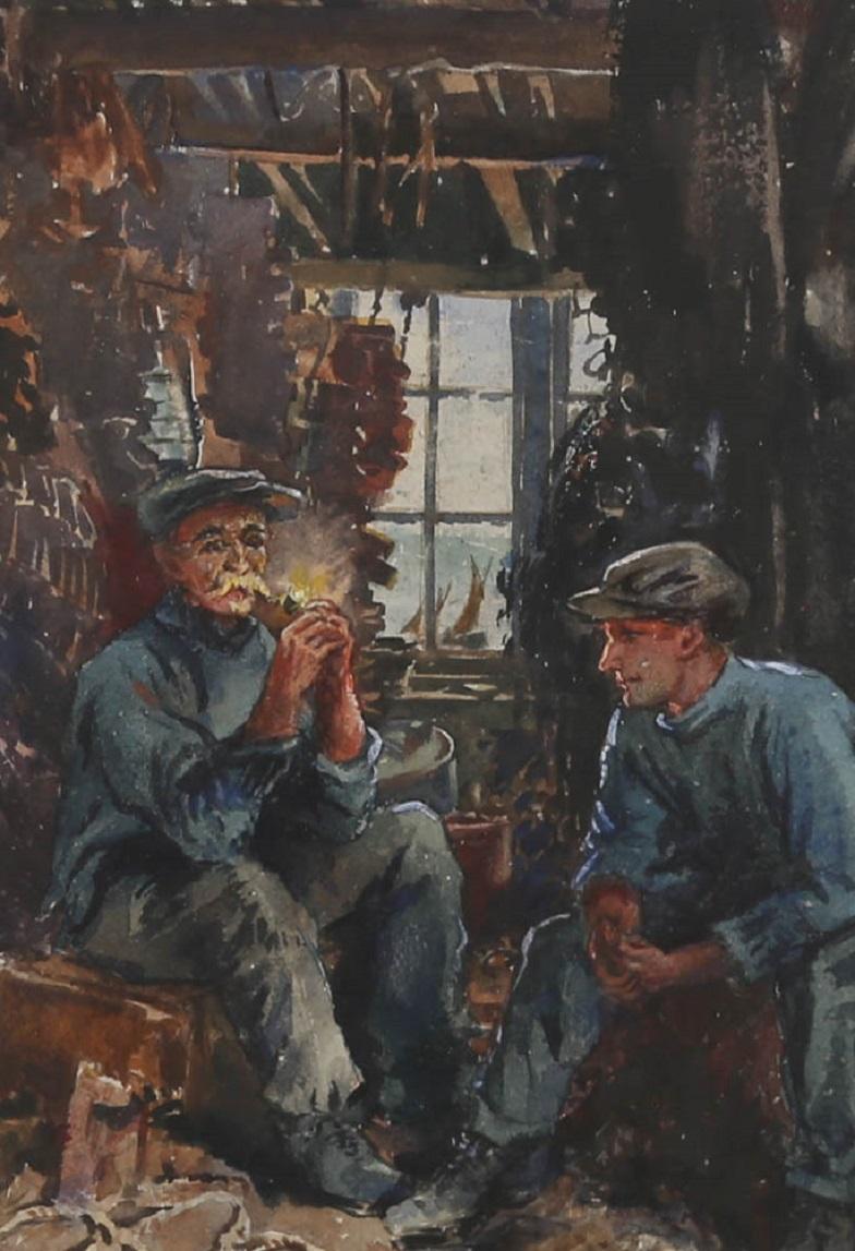 Joseph W. Topham Vinall (1873-1953) ARCA, FRSA - Watercolour, After The Catch For Sale 1