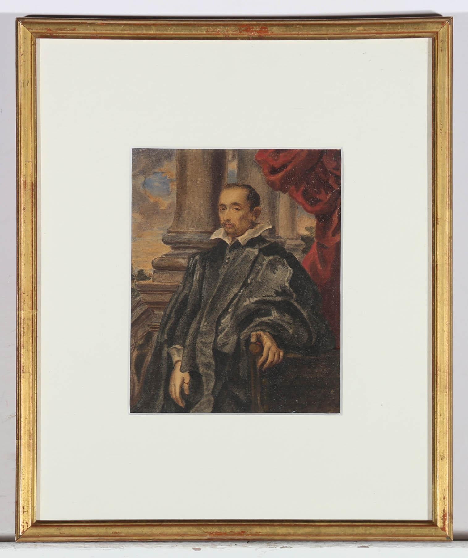 19th Century Watercolour - Portrait of a Spanish Nobleman For Sale 1