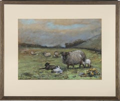 Jane Bennett Constable (1865-1935) - Framed Pastel, Resting Lambs