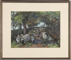 Jane Bennett Constable (nata nel 1865) - Pastello del XX secolo, Il gregge errante