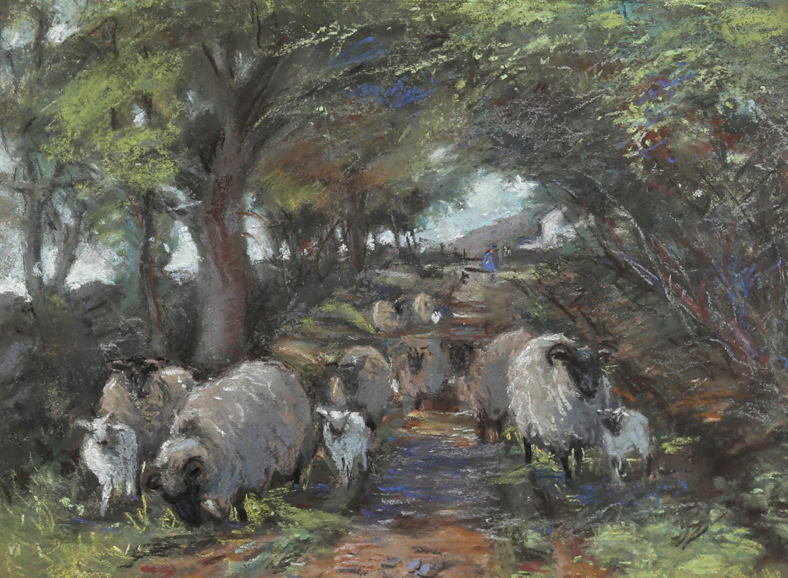 Jane Bennett Constable (nata nel 1865) - Pastello del XX secolo, Il gregge errante 1