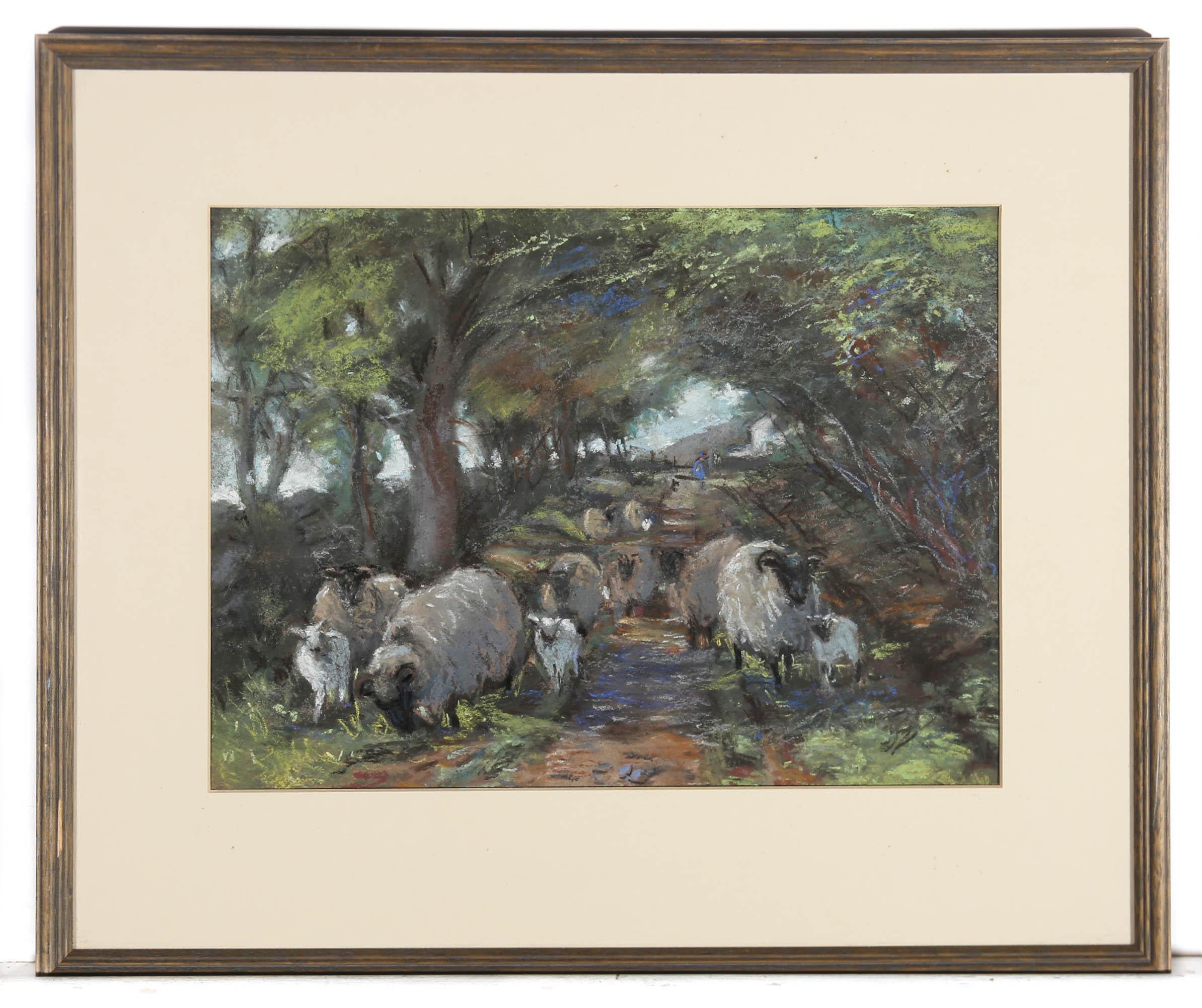 Jane Bennett Constable (nata nel 1865) - Pastello del XX secolo, Il gregge errante 2