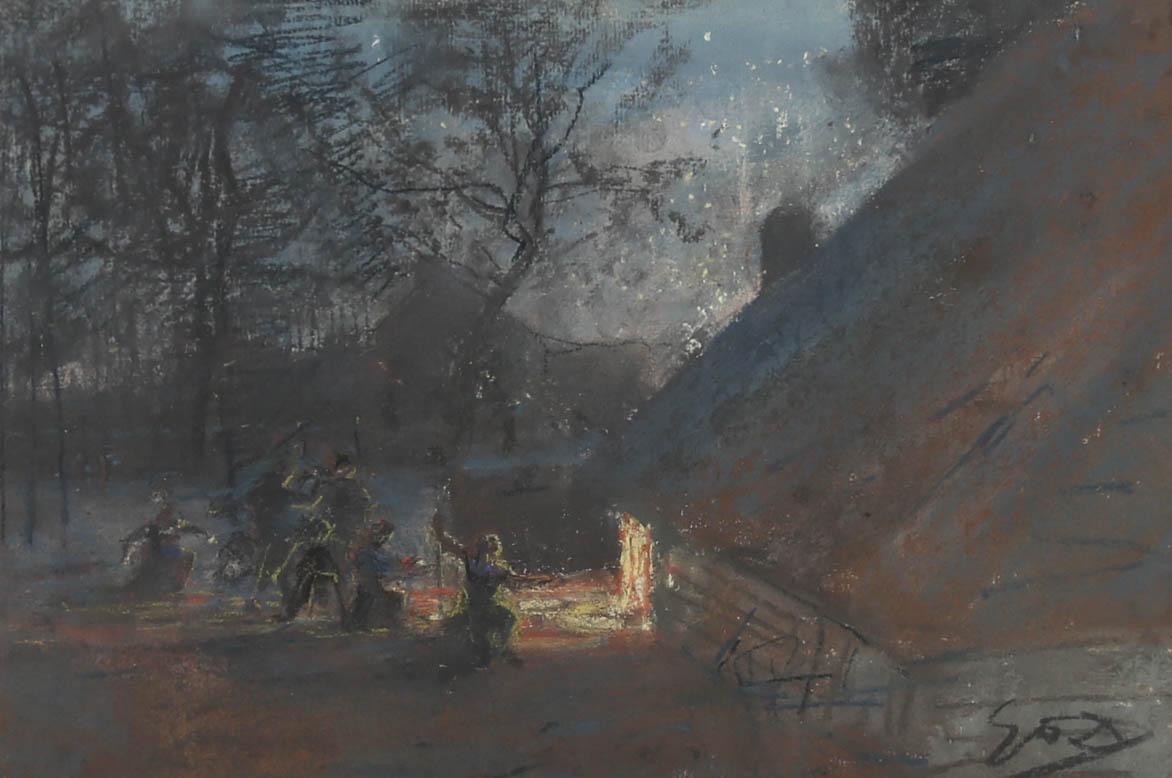 Gustave Den Duyts (1850-1897) - Late 19th Century Pastel, Wassail! For Sale 1