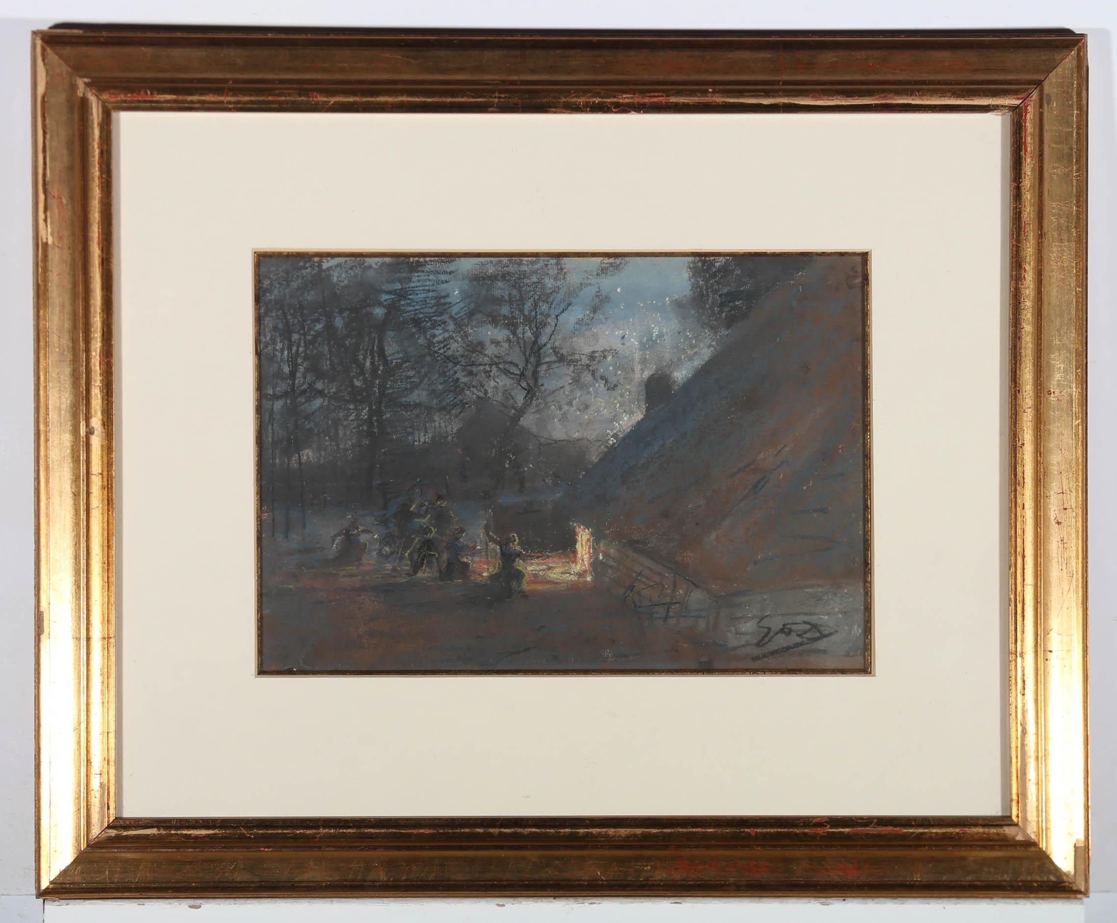 Gustave Den Duyts (1850-1897) - Late 19th Century Pastel, Wassail! For Sale 2