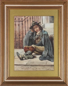 Antique William Henry Hunt (1790-1864) - Watercolour, Cavalier Seated by Steps