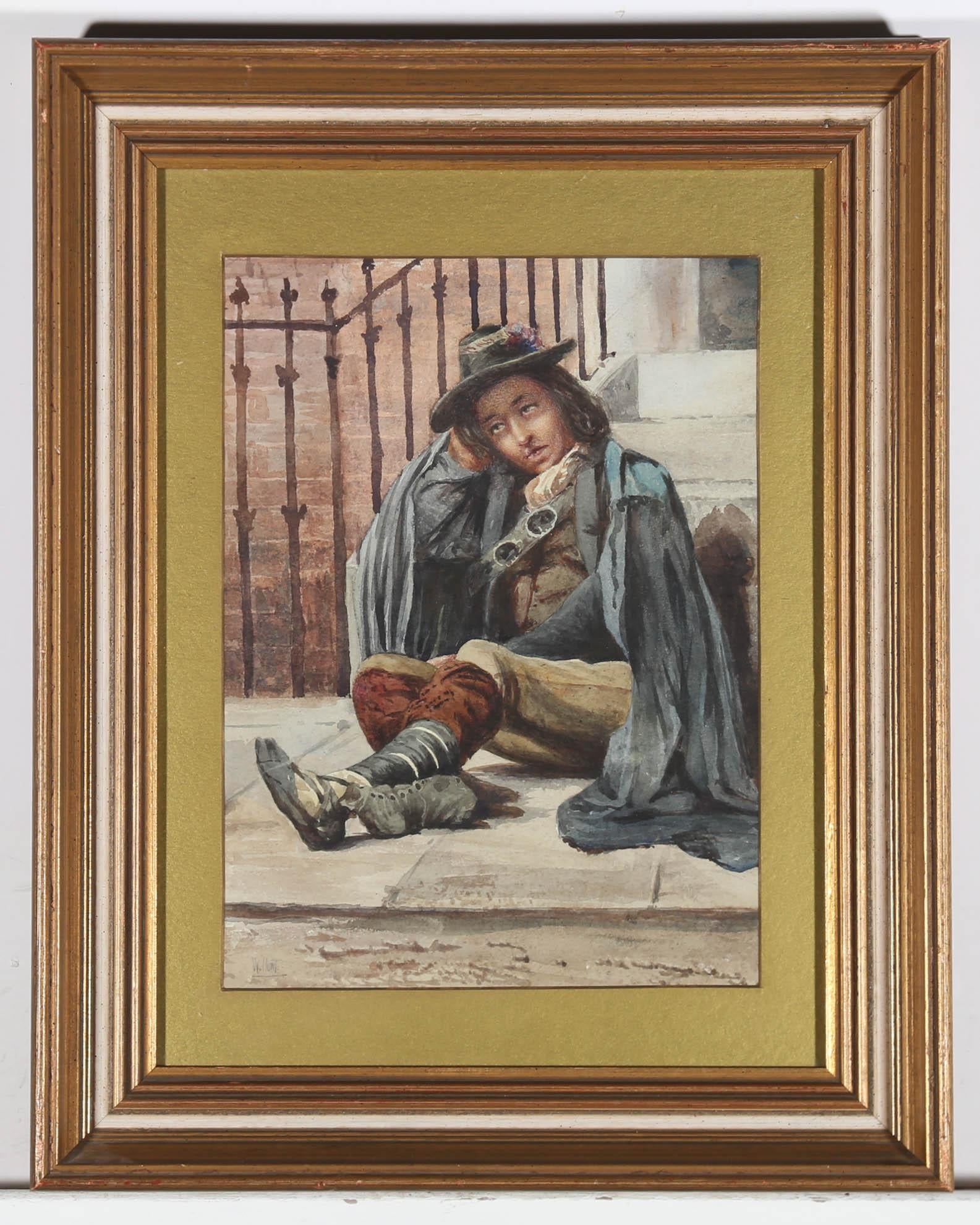 William Henry Hunt (1790-1864) - Aquarelle, Cavalier assis près d'un escalier en vente 2