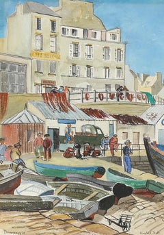 Winifred Taylor - 1949 Gouache, Douarnenez Harbour