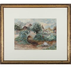 Antique Alexander Handcock (1853 - 1932) - 1906 Watercolour, Cottages in Stapleton