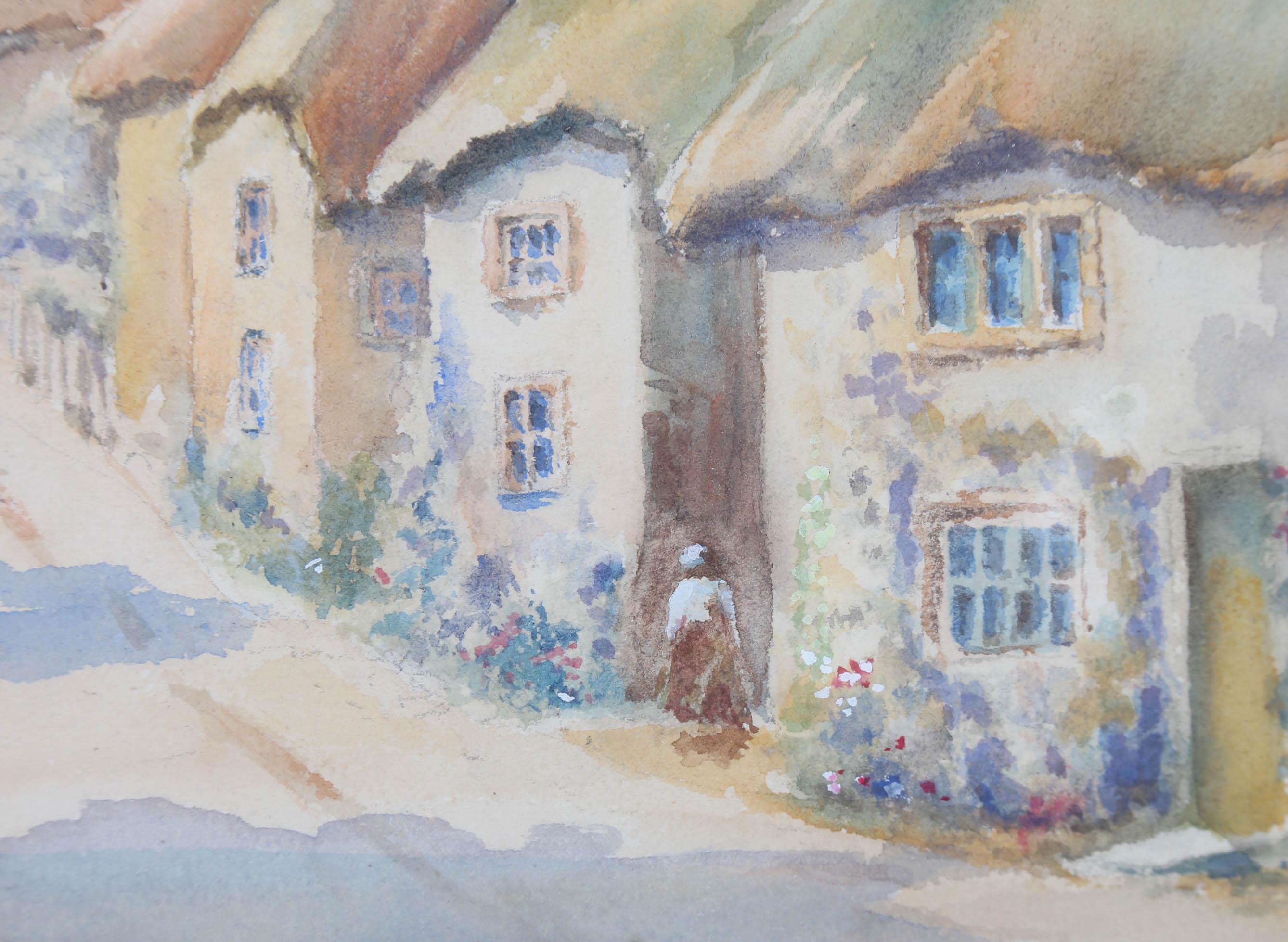 Arthur Spooner (1873-1962) - Framed Watercolour, A Sunny Village Street For Sale 1
