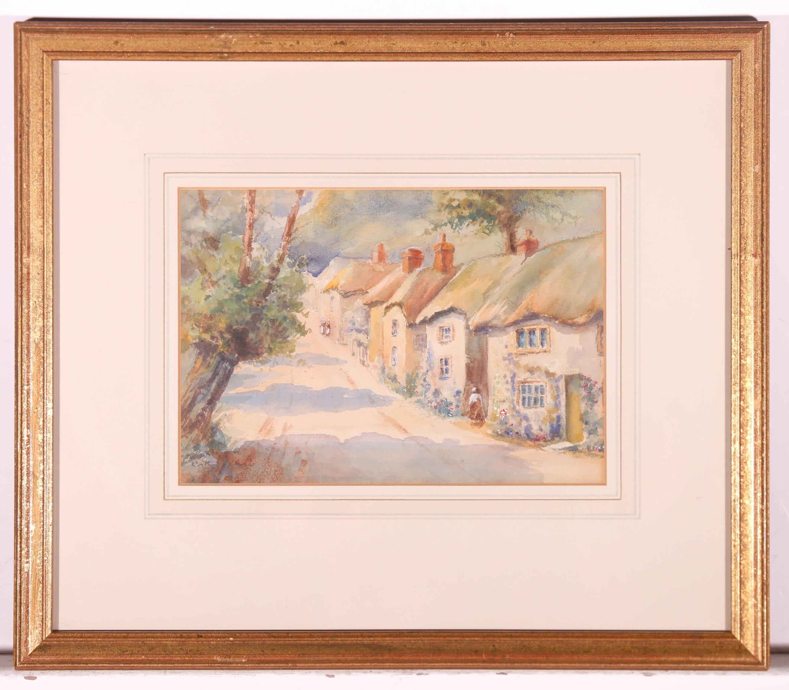 Arthur Spooner (1873-1962) – Gerahmtes Aquarell, A Sunny Village Street im Angebot 2