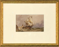 Attrib. John Callow O.W.S (1822-1878) - Framed Watercolour, Twin-Masted Ship