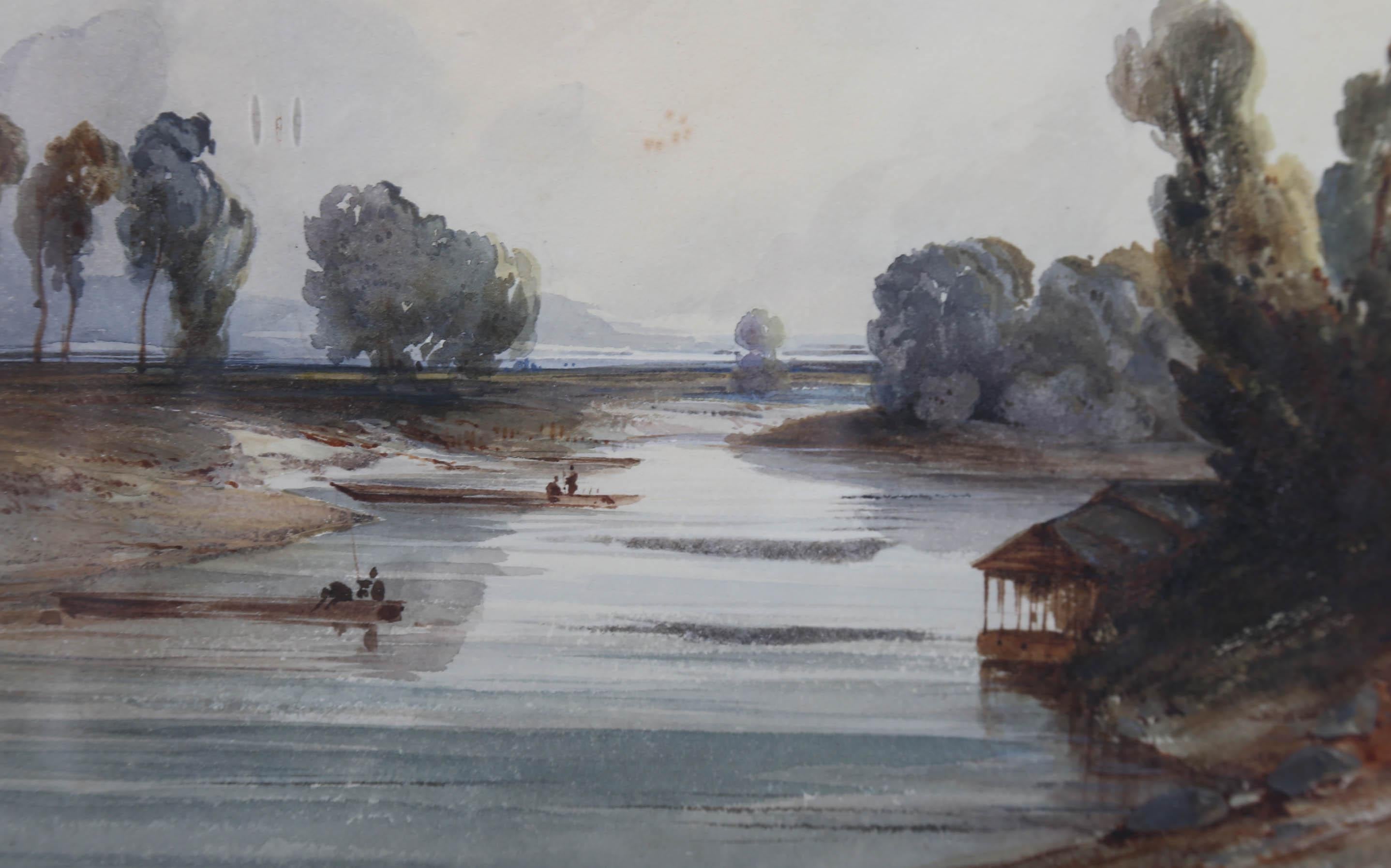 Attribué. John Sell Cotman (1782-1842) - Aquarelle encadrée, Pêche dans l'estuaire 4