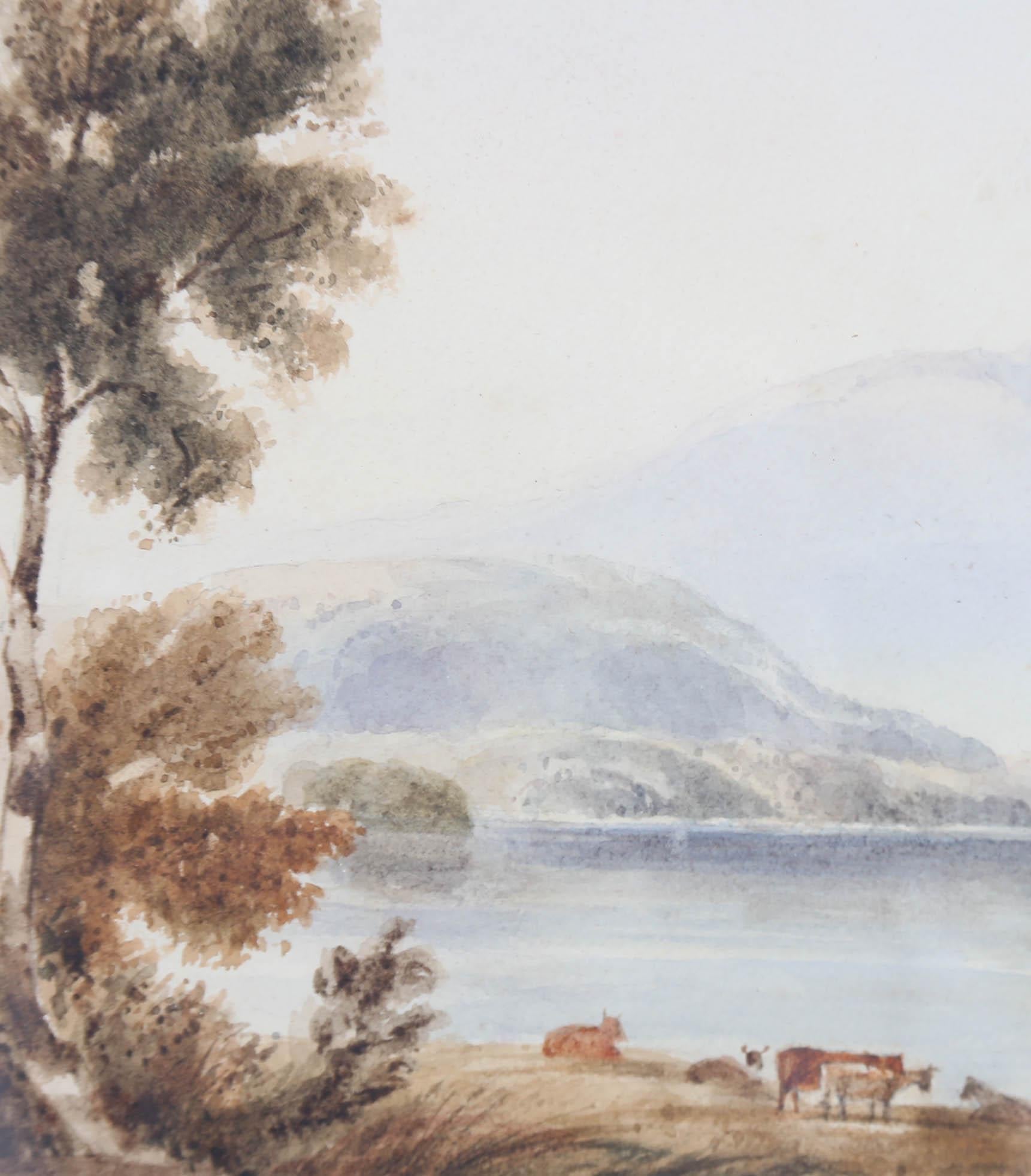 Attrib. John Varley (1778-1842) - Early 19th Century Watercolour, Lakeside Cows For Sale 4