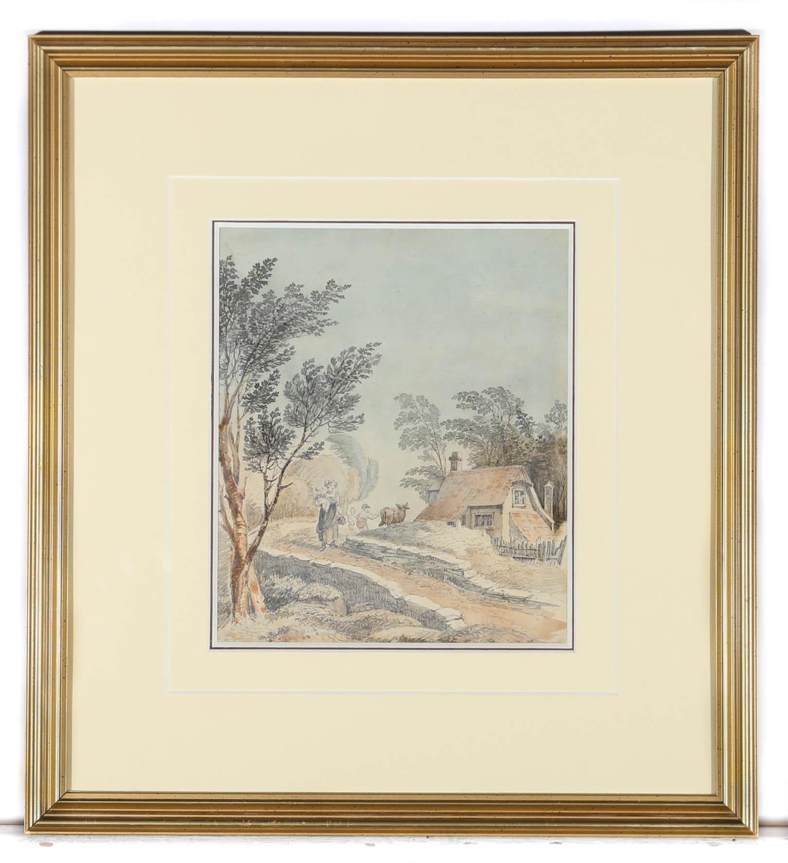Attrib. Thomas Miles Richardson (1784-1848)- Watercolour, Passing at the Bridge For Sale 2