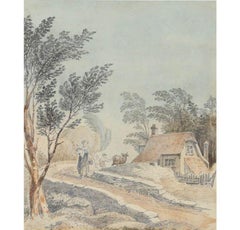 Attrib. Thomas Miles Richardson (1784-1848)- Watercolour, Passing at the Bridge