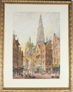 Paul Braddon (1864-1938) - Aquarelle encadrée de la fin du XIXe siècle, Anvers