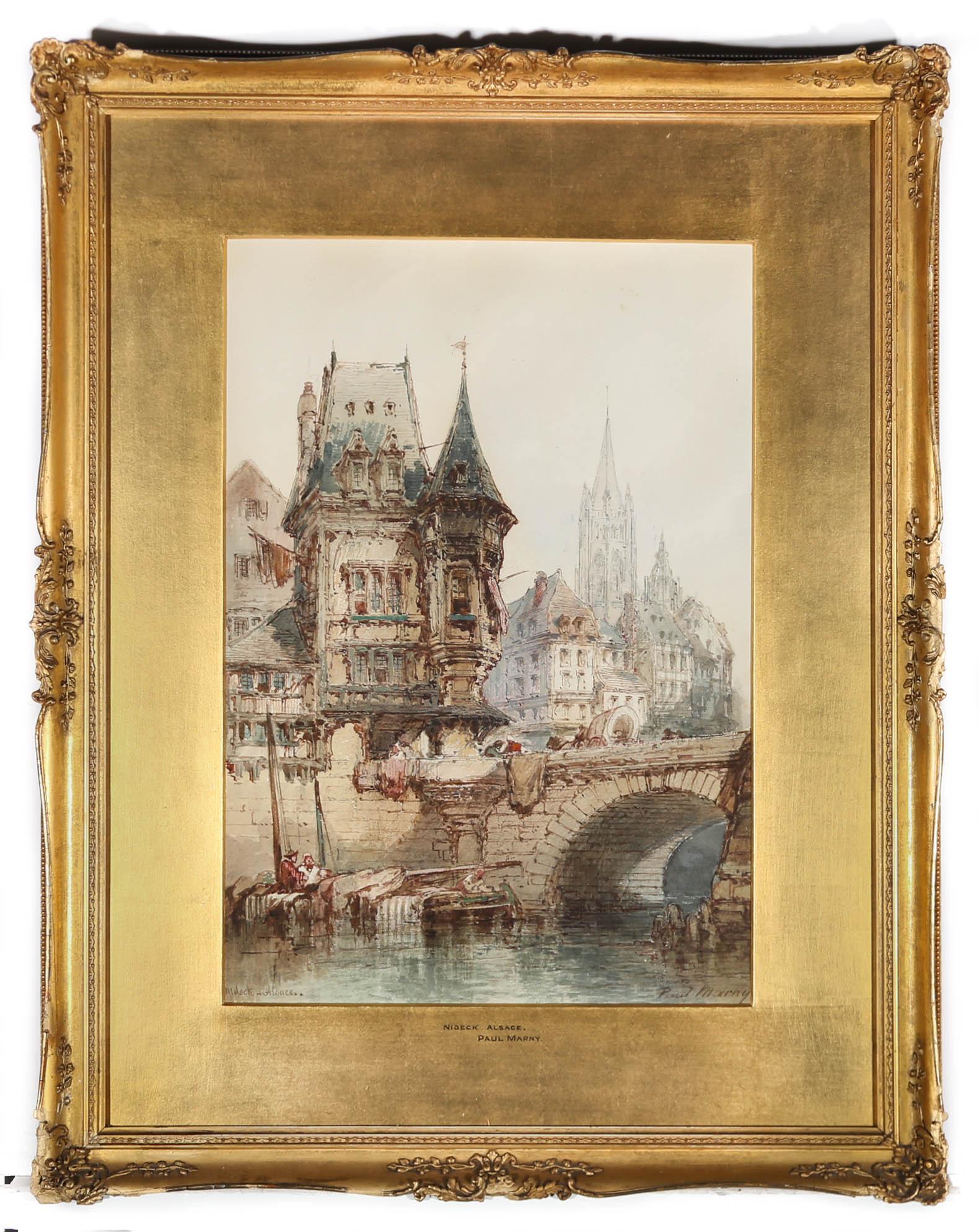 Paul Marny (1829-1914) - Aquarelle du 19e siècle, Nideck, Alsace en vente 2