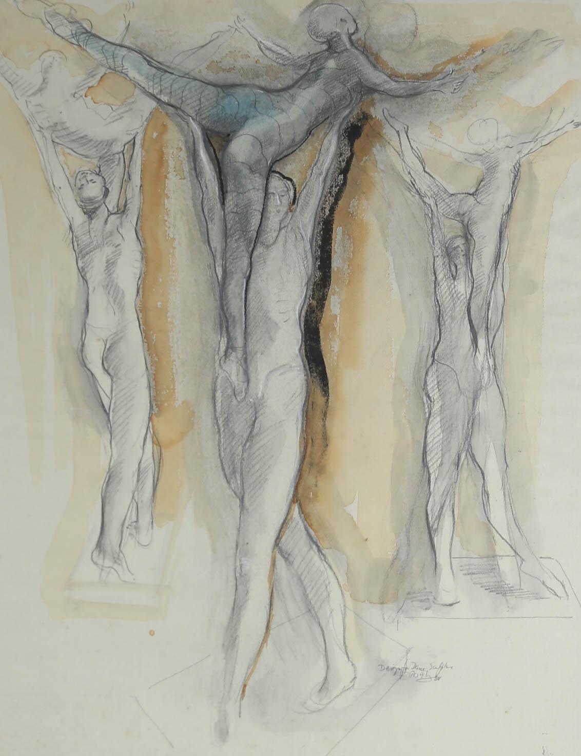 Peter Nicholas (1934-2015) - 1988 Charcoal Drawing, Design for Dance Sculpture 1