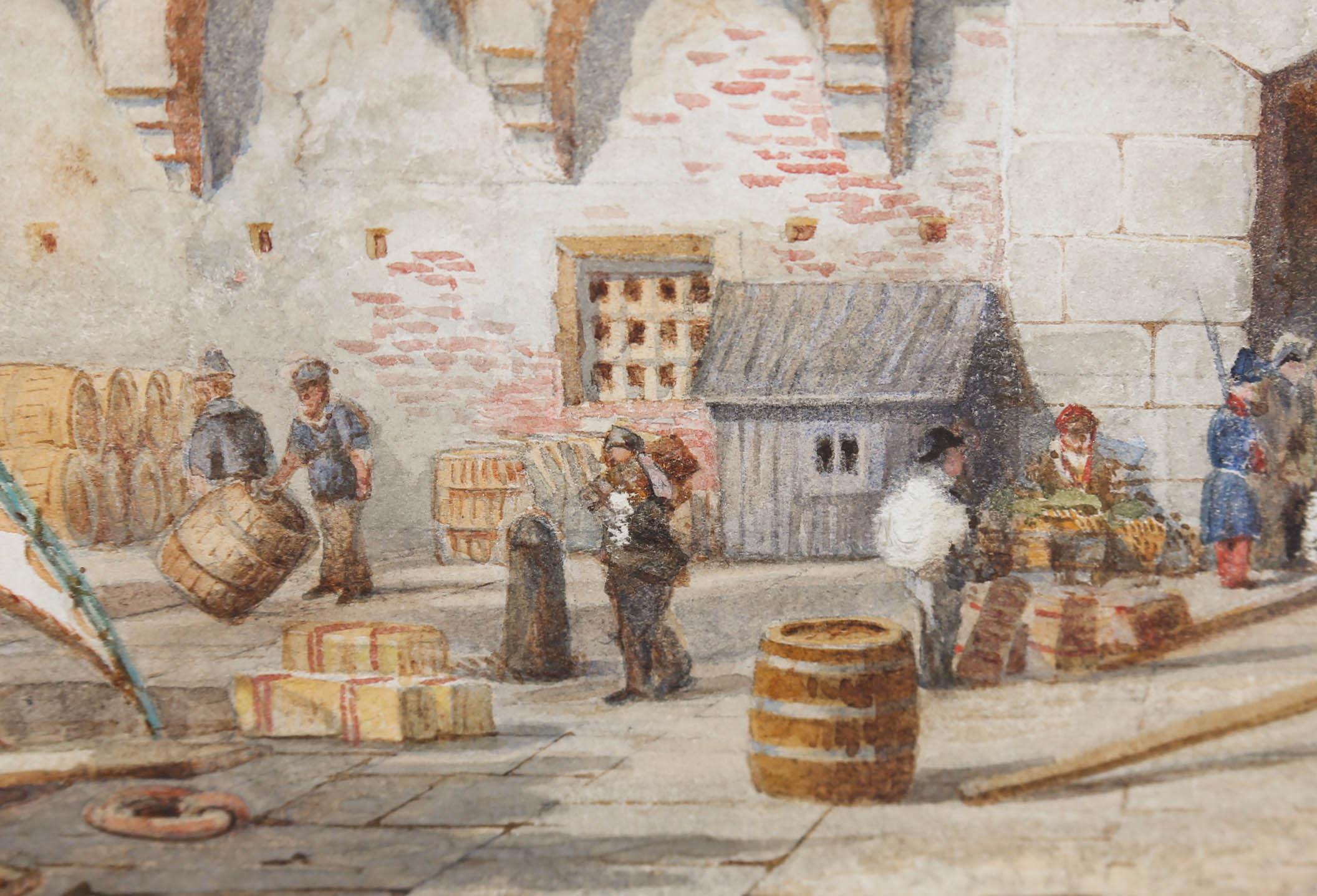 Sir Hubert J. Medlycott (1841-1920) - 1881 Watercolour A Corner in Genoa Harbour For Sale 2