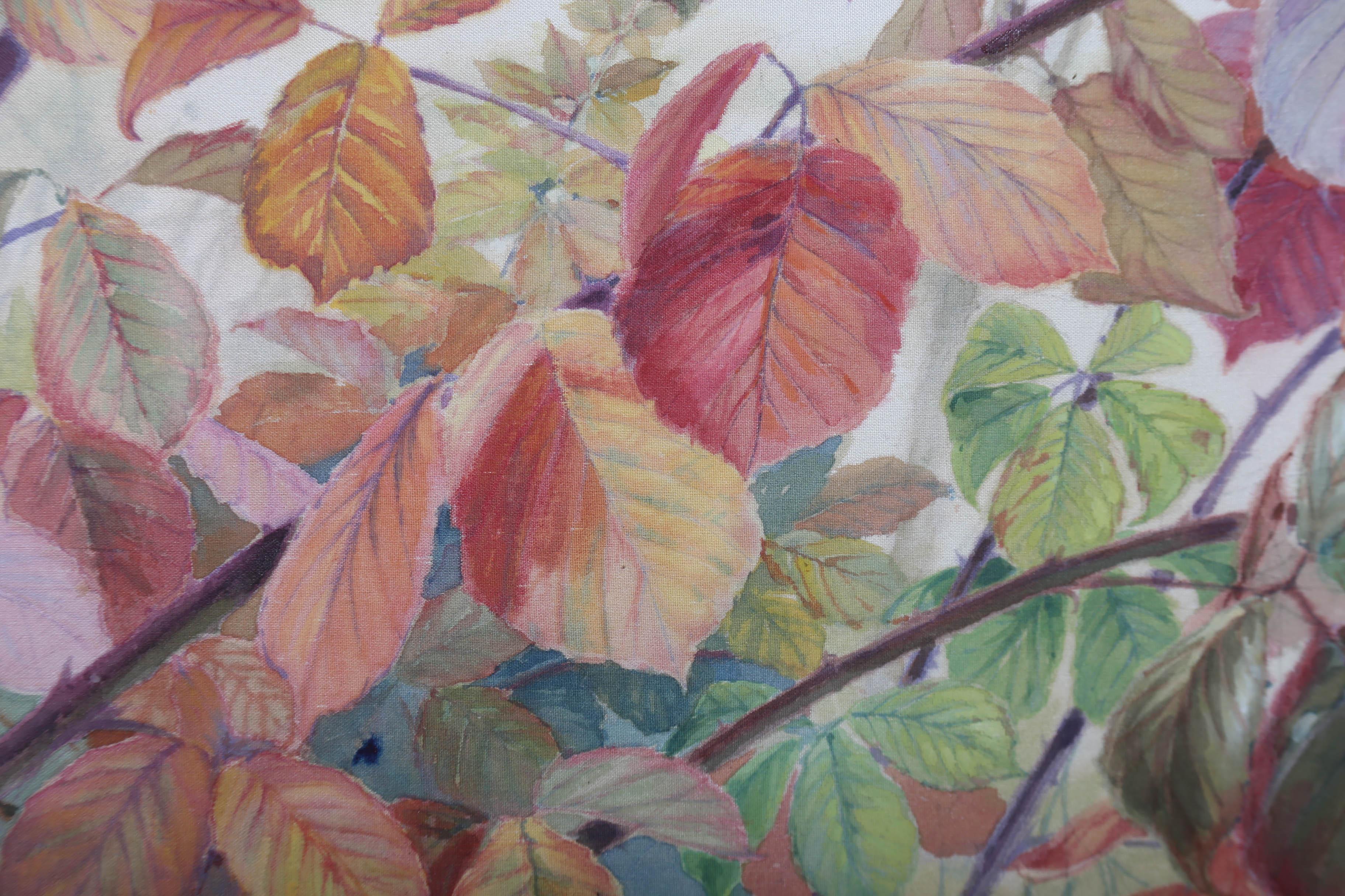 Edward Clarke (1878-1954) - Acquerello con cornice, Foglie d'autunno 2