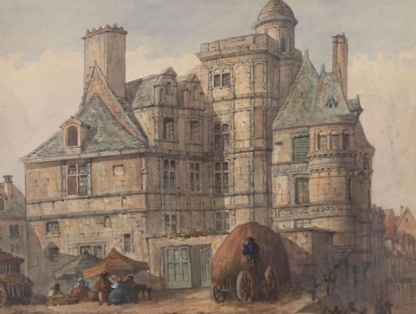 Circle of Paul Marny (1829-1914) - 19th Century Watercolour, Hotel D'Allyon For Sale 1