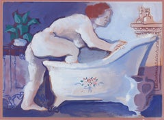Cyril Fradan (1928-1997) - Gerahmte Gouache, Wannenzeit, 1955