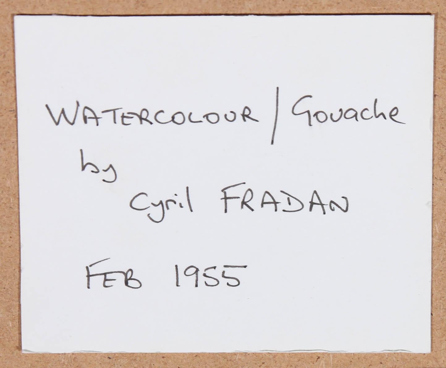 Cyril Fradan (1928-1997) - Framed 1955 Gouache, Tub Time For Sale 4
