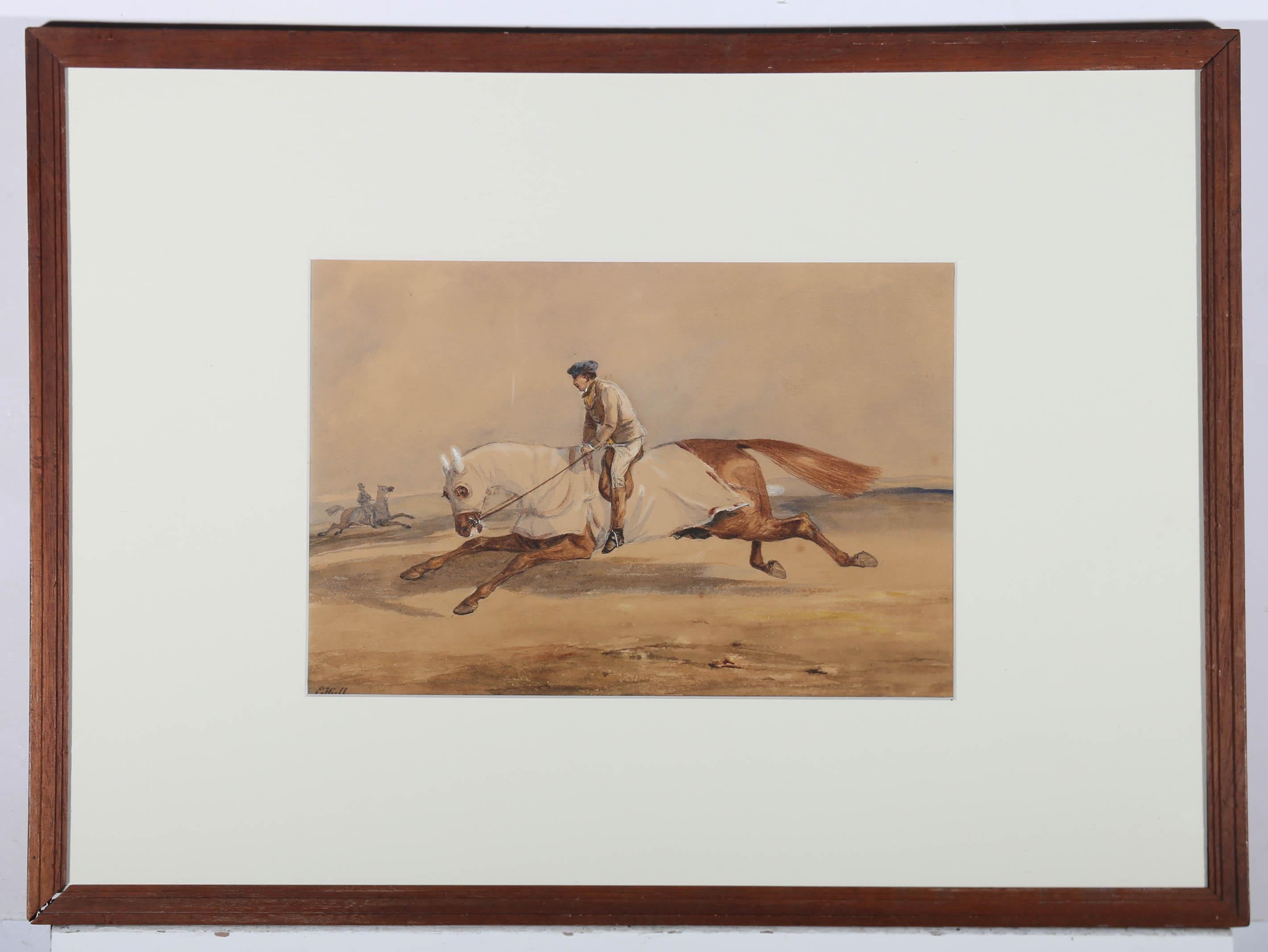 Edward Hull (1810-1877) - Framed Watercolour, Exercising For Sale 1