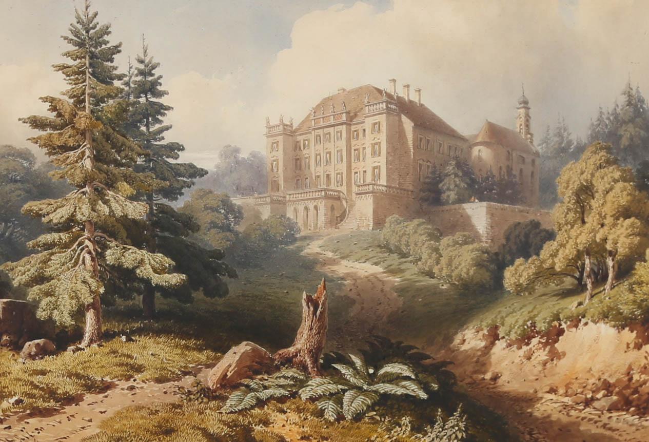 Eugène Soulès (1811-1876) - Early 19th Century Watercolour, Château Kirchberg 1