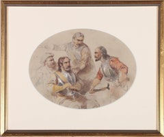 Follower of George Cattermole (1800-1868) - Watercolour, A Strong Disagreement