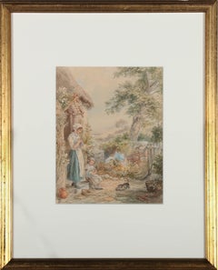 Suivre de Myles Birket Foster (1825-1899) - Aquarelle, Petit Mischief